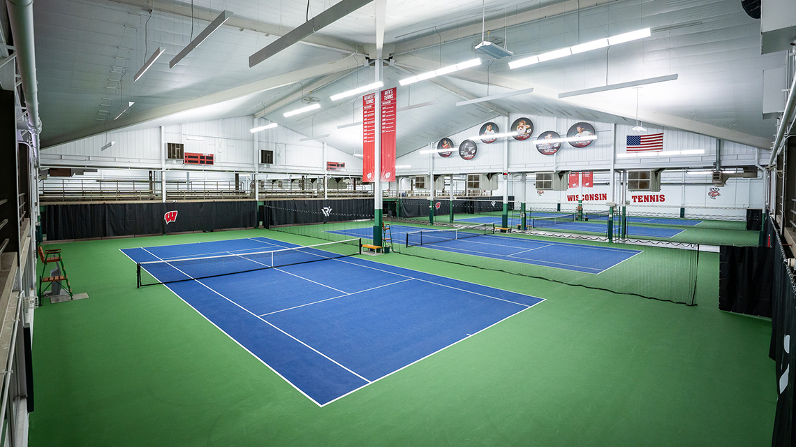 The indoor courts at the Nielsen Tennis Stadium
