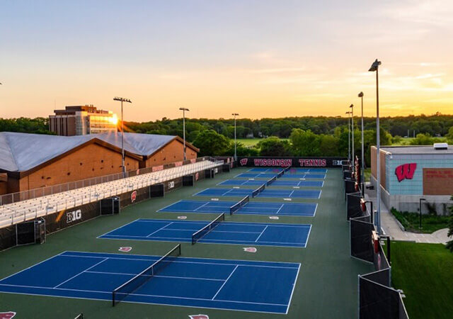 The outdoor courts at the Nilesen Tennis Stadium
