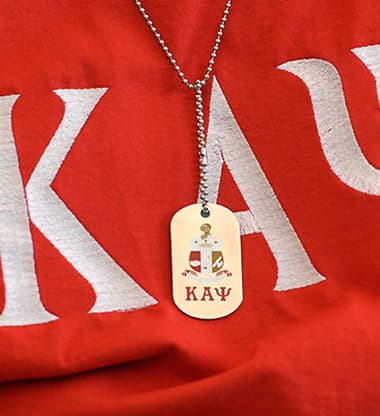 Closeup of greek letters on a sweatshirt