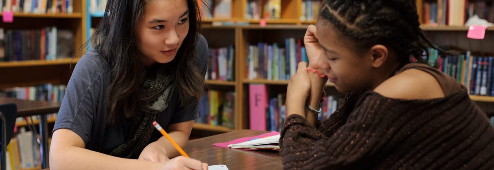 Volunteer tutoring a student