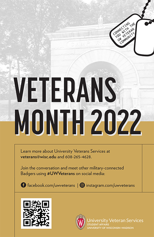 Poster for Veterans Month 2022 at UW–Madison.